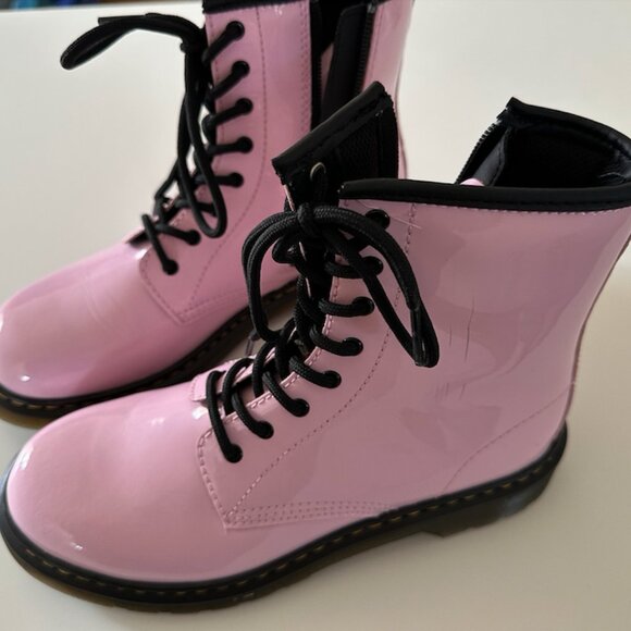 Dr. Martens Pale Pink Patent Leather Combat Boots - Picture 4 of 7